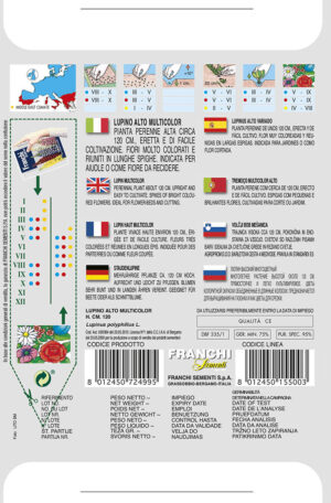 LUPINA / VLČÍ BÔB - VIACFAREBNÝ MIX - zadná strana